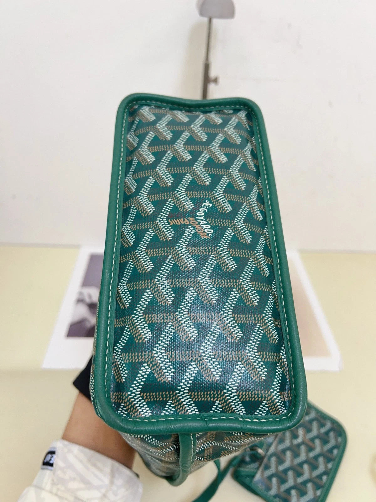 Goyard Tote Mini Green Silver Shoulder Bag Used Women Classic