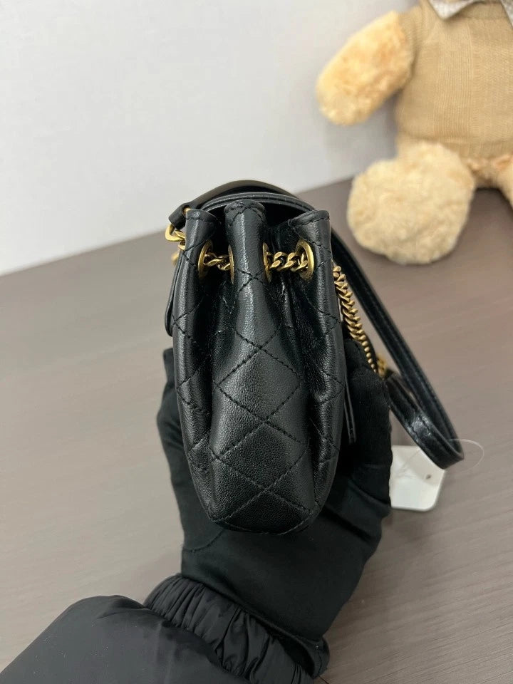 YSL Saint Laurent Black Gold Nolita Women's Crossbody Shoulder Bag