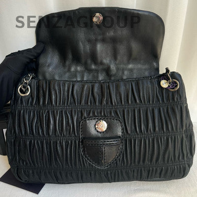 Prada Black Silver Cahier Bag Chain Shoulder Bag Classic Women