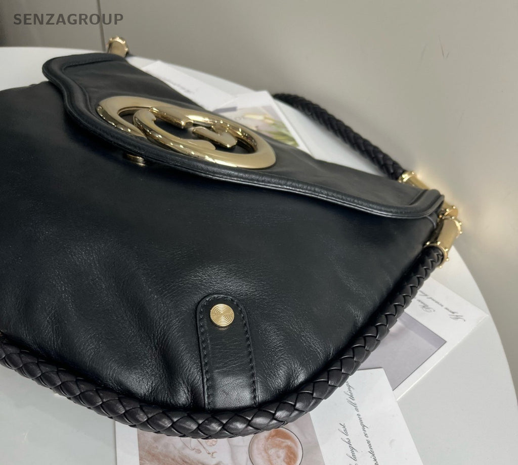 GUCCI Vintage Tassel GG Shoulder bag Black Women Classic
