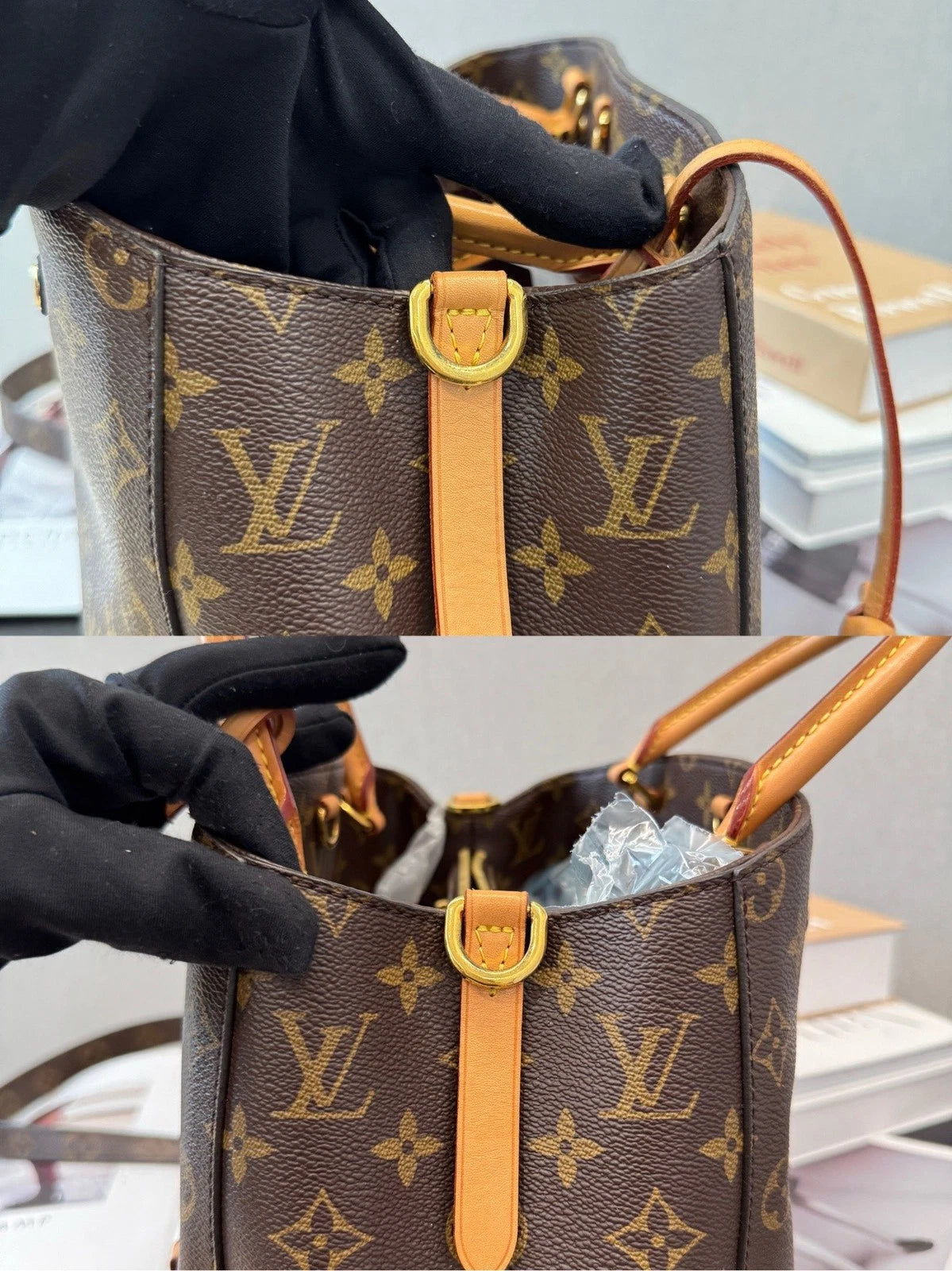 Louis Vuitton Montaigne MM Monogram Canvas Handbag Crossbody Gold Hardware