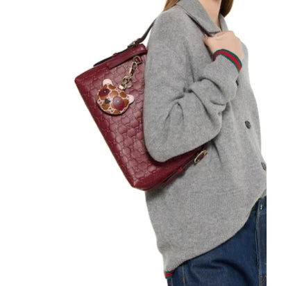 Gucci Emblem MM Shoulder Bag Red Women Fashion