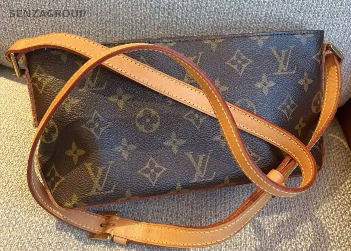 Louis Vuitton Monogram Vintage Shoulder Bag Brown Gold Women Classic