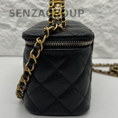 Chanel 22S Vanity Case Black Gold Chain Shoulder Crossbody Bag