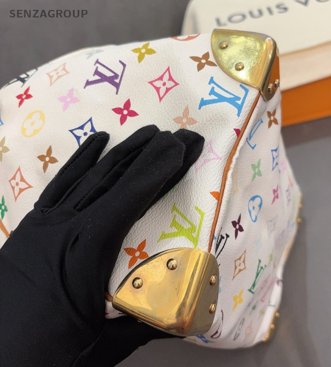 Louis Vuitton Speedy30 Monogram White Multicolor Top Handle Bag Women Classic