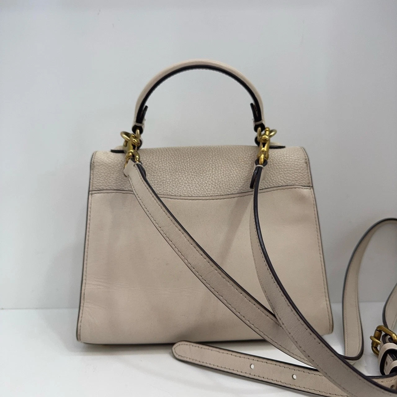 COACH Tabby 20 Women's Calf Leather Top Handle Shoulder Crossbody Bag Pink White