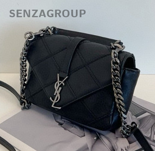 YSL Saint Laurent College Black Silver Shoulder bag Crossbody