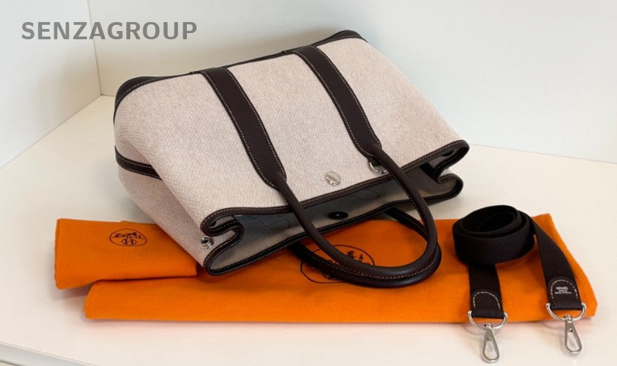 Hermes Garden Party 30 Tote Canvas 2way Shoulder Handbag