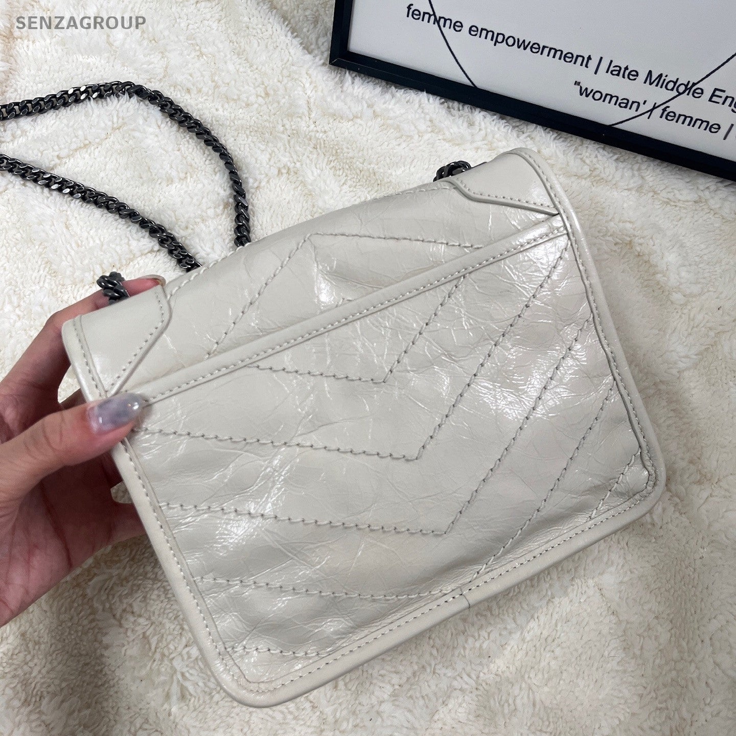 Saint Laurent Niki Mini Chain Shoulder Bag Silver Classic Women's