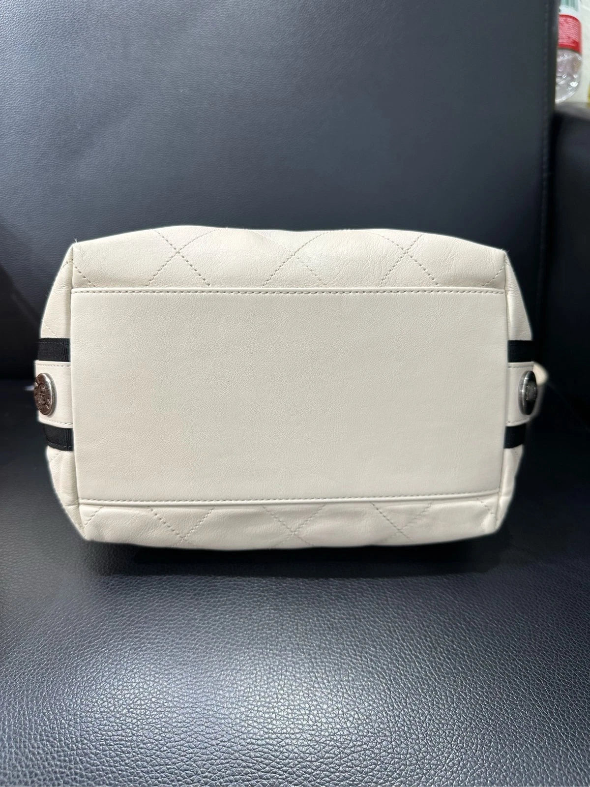 Authentic CHANEL Canvas Emblem Hobo Shoulder Bag Beige For Women