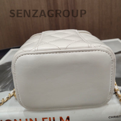 Chanel White Gold Quilted Lambskin Classic Flap Bag Chain Strap