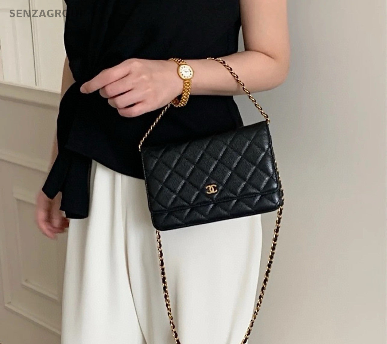Chanel woc Caviar Leather Chain Shoulder Crossbody Bag Black