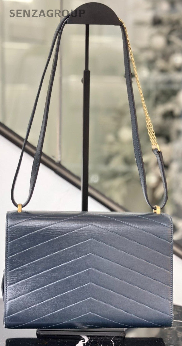 Chanel Envelope Bag Calfskin Shoulder Bag Women Blue