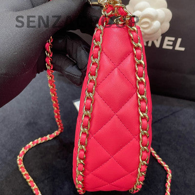 Chanel 23P Pink Quilted Moon Bag with Gold Chain - Women's Fashion
