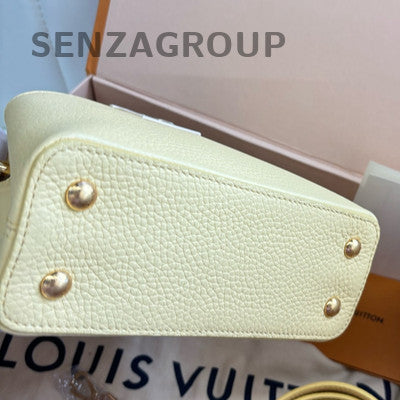 Louis Vuitton Capucines Mini Taurillon Yellow Shoulder Crossbody Handbag Women