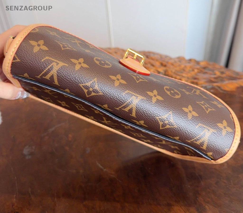 Louis Vuitton Diane Monogram Canvas Shoulder Bag Crossbody Brown Gold Women