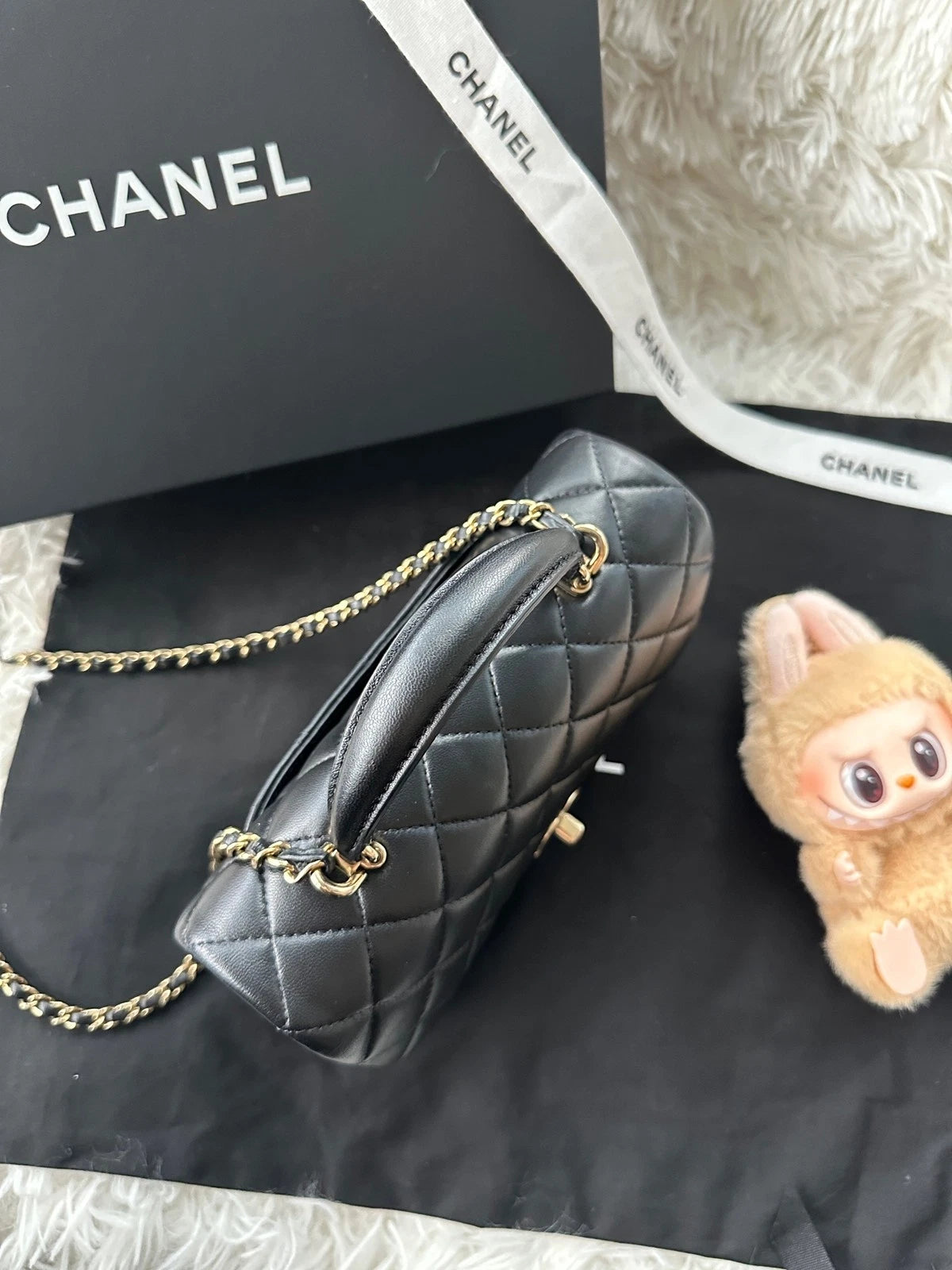 Pre-owned CHANEL CF Mini Handle Lambskin Bag For Women