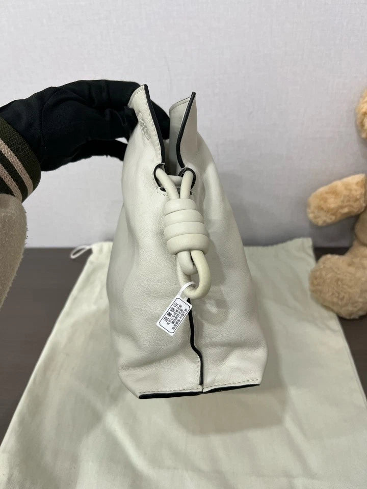 Loewe Leather Medium Cream White Bucket Shoulder Bag For Women