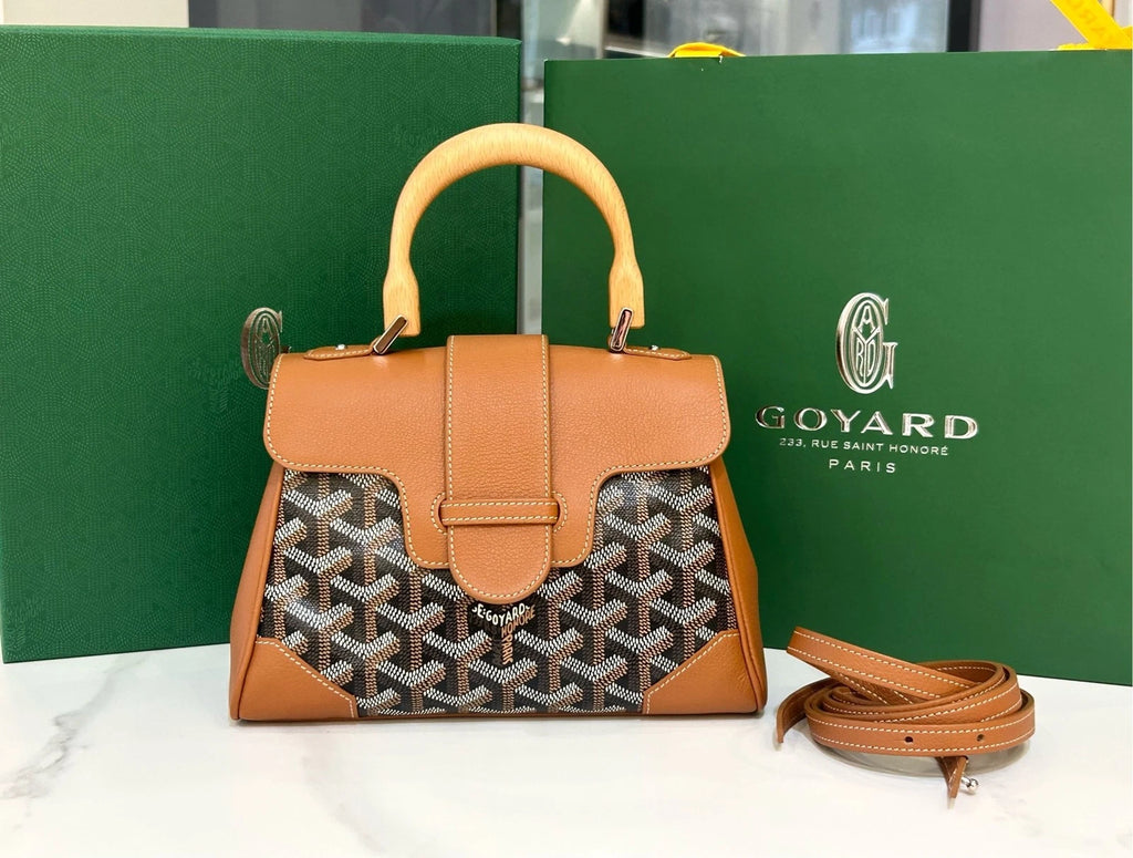 Goyard Caramel Brown Monogram Mini Saigon Handbag Women