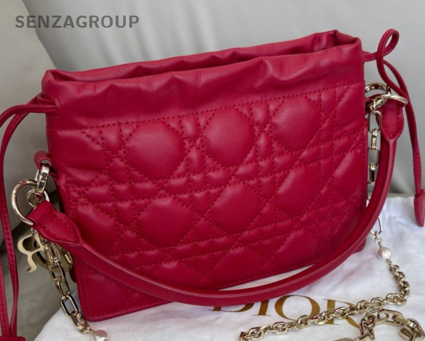 Christian Dior Milly Top Handle Shoulder Crossbody Bag Warm Red Women