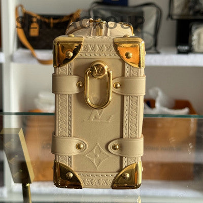 Louis Vuitton Side Trunk PM Monogram Canvas Beige Women's Shoulder Bag