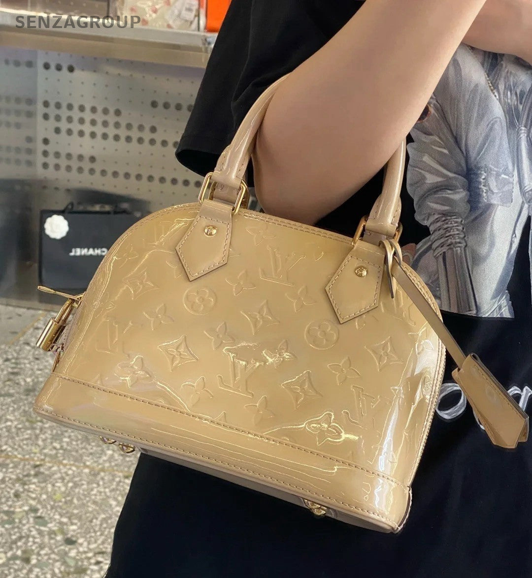 Louis Vuitton Alma Top Handle Shoulder Crossbody Bag Gold Yellow Women