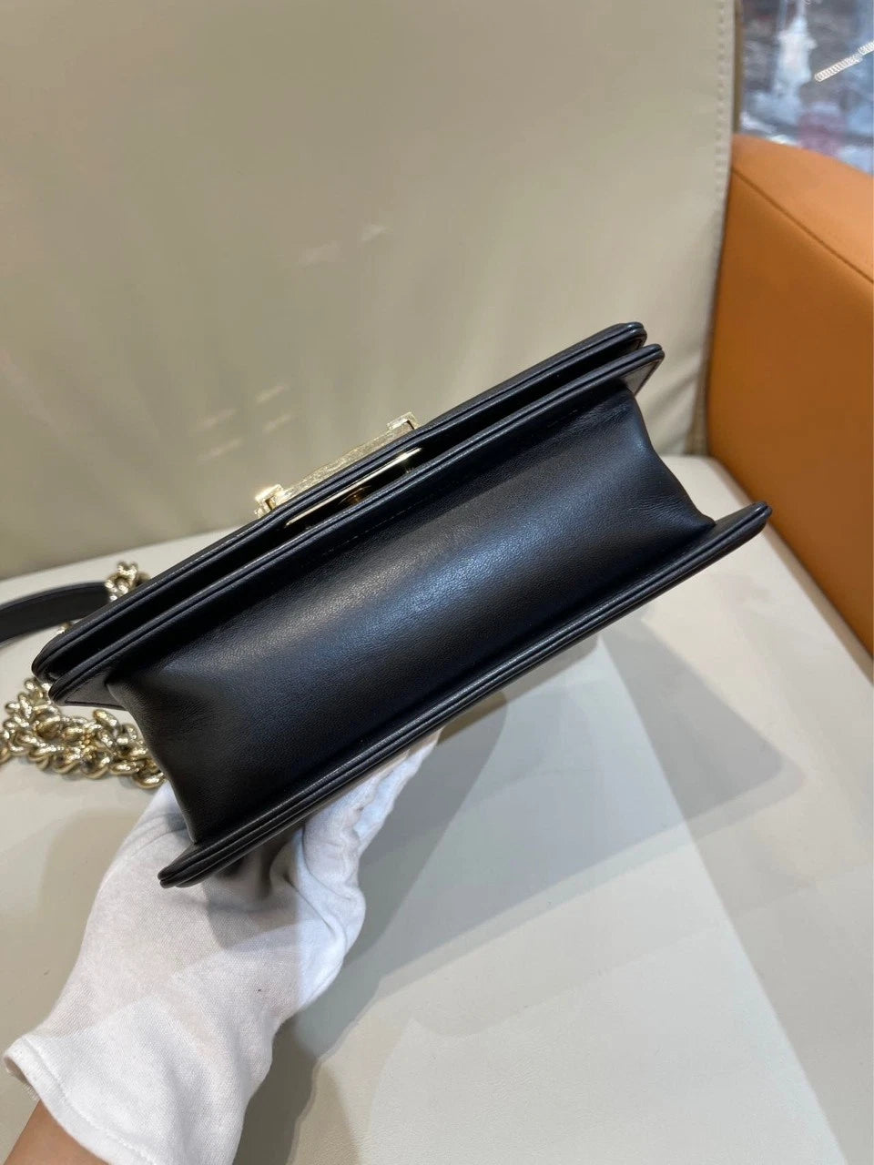 Chanel LeBoy Small Black Gold Lambskin Shoulder Bag For Women