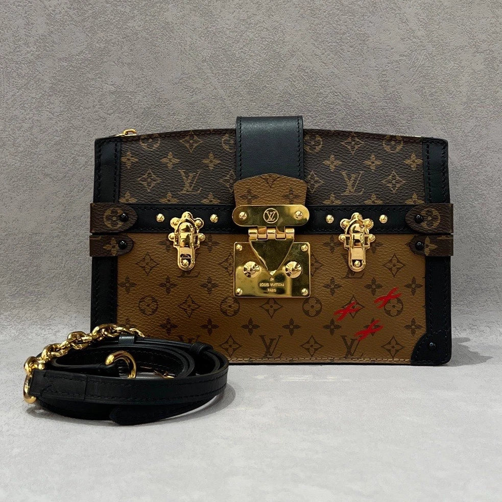 Chip Version Louis Vuitton Soft Trunk Clutch Monogram Canvas Shoulder Crossbody