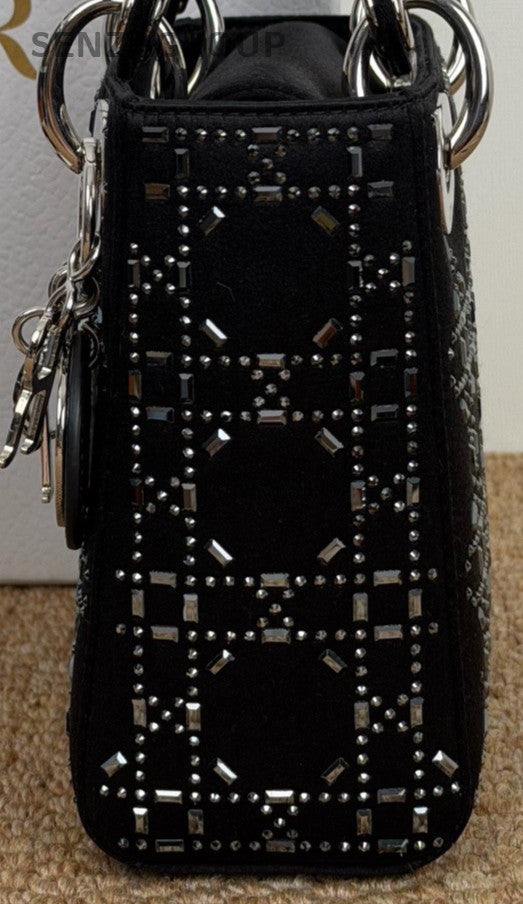 Christian Dior Lady Dior Top Handle Bag Black Used Women Classic Designer