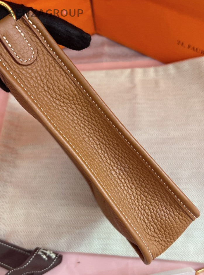 HERMES Evelyne TPM Mini Shoulder Bag Crossbody Brown Gold Used Women Classic