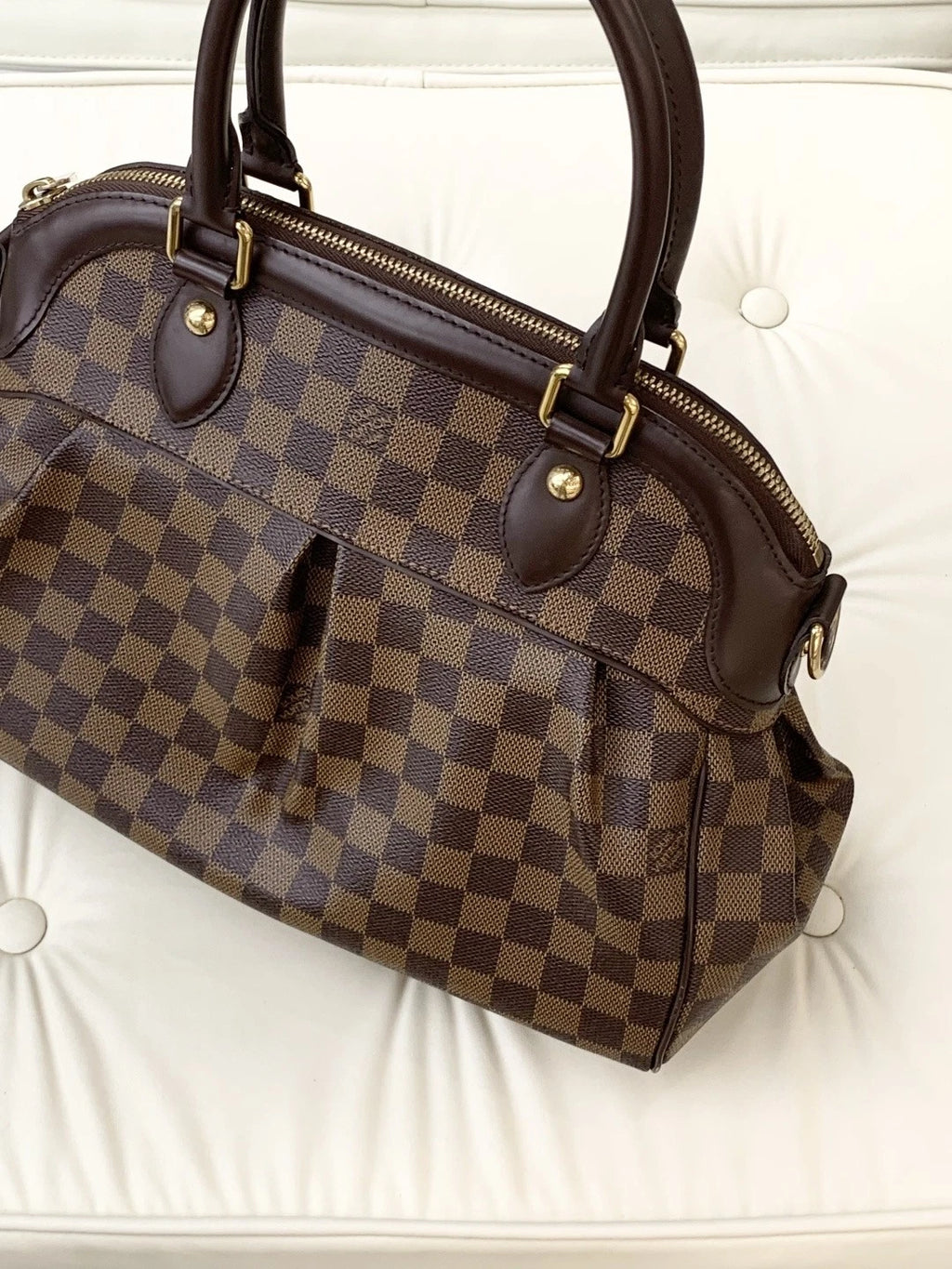 Louis Vuitton Trevi MM Damier Ebene Top Handle Bag Crossbody Women Classic S