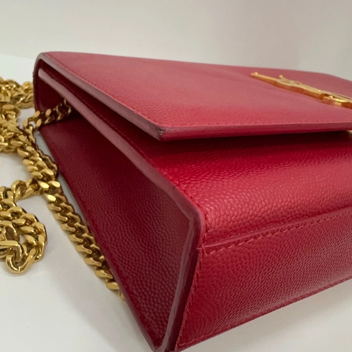 YSL Red Gold Kate Caviar Leather Shoulder Crossbody Bag For Women