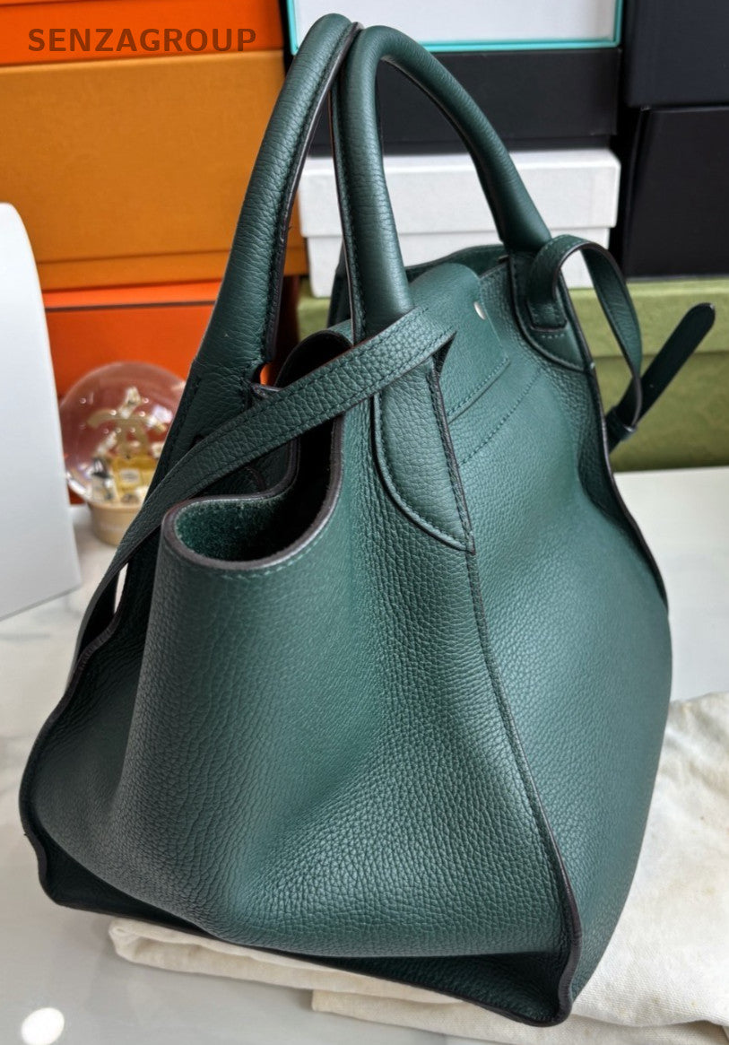 CELINE Bigbag Dark Green Calfskin tote Handbag 2WAY Shoulder bag Women