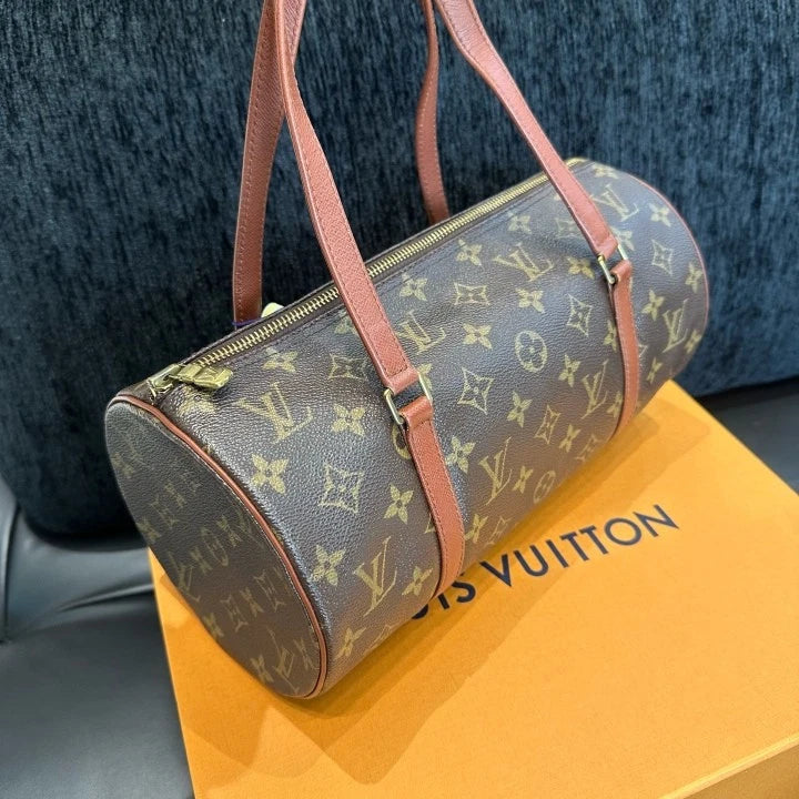 Louis Vuitton Papillon Monogram Barrel Bag Shoulder Bag Brown Gold Women D