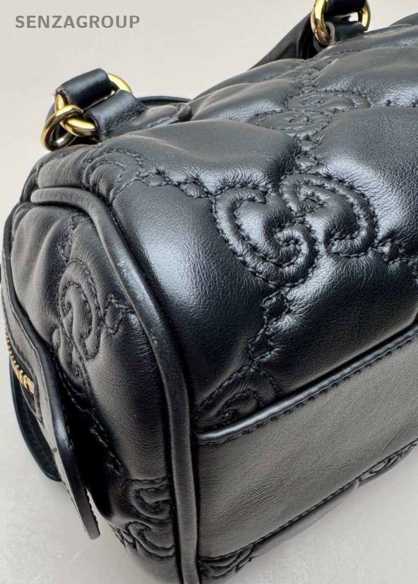 Gucci Matelasse Mini Boston Top Handle SHoulder Crossbody Bag Black Women