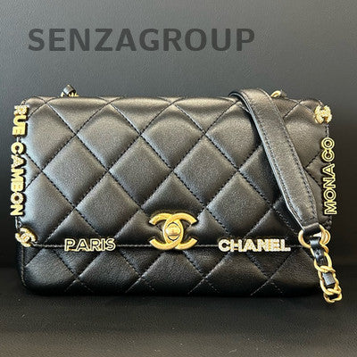 Chanel Black Quilted Lambskin Gold Chain Crossbody Bag Classic Women