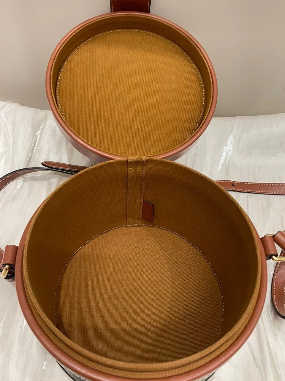 CELINE Women's Leather Drum Shape Crossbody Bag