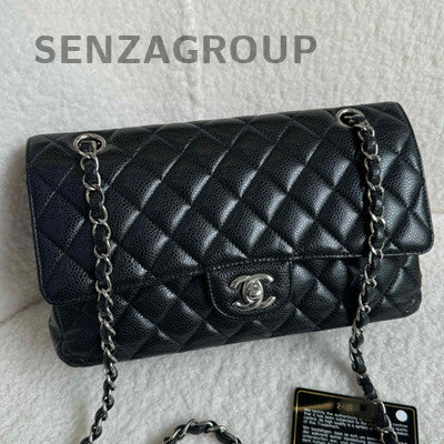 Chanel Black Silver Calfskin Medium CF Chain Shoulder Bag
