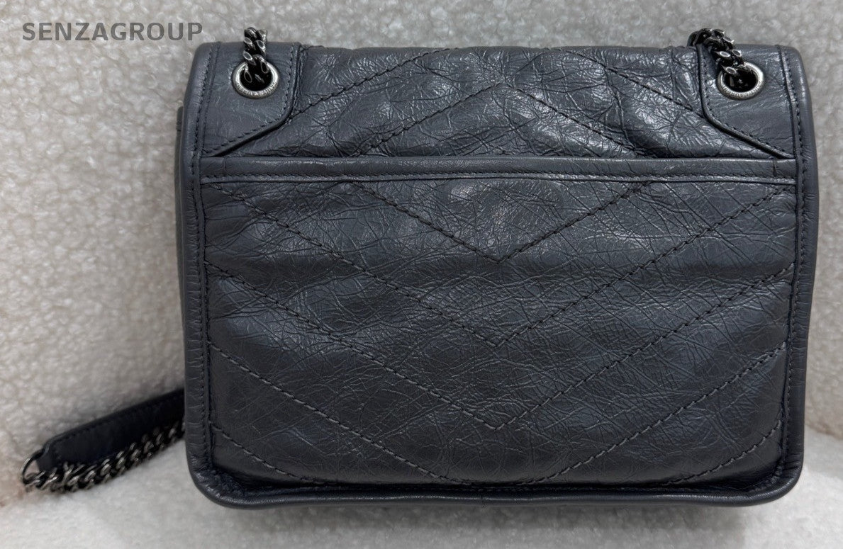 YSL Saint Laurent NIKI Small Cement grey Chain Strap Crossbody Shoulder bag
