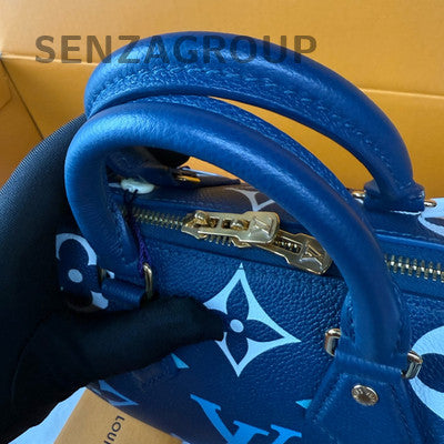 Louis Vuitton Speedy 20 Monogram Blue Gold Handbag Shoulder Bag Women Classic