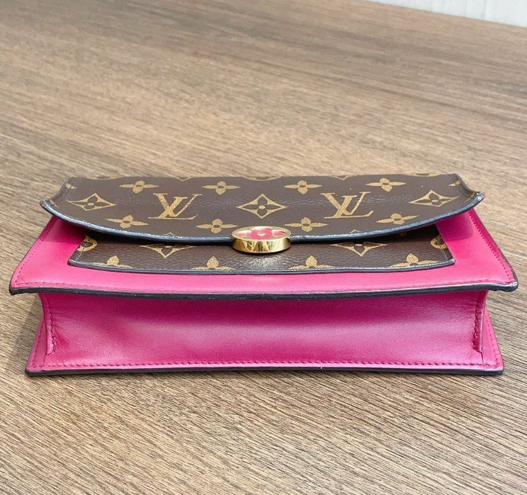 Louis Vuitton Flore WOC Monogram Red Chain Shoulder Bag Women Fashion