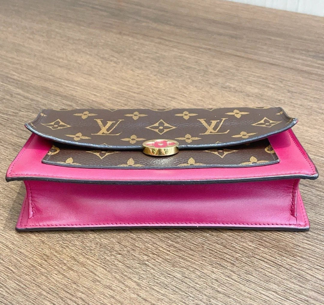 Louis Vuitton Flore WOC Monogram Red Chain Shoulder Bag Women Fashion