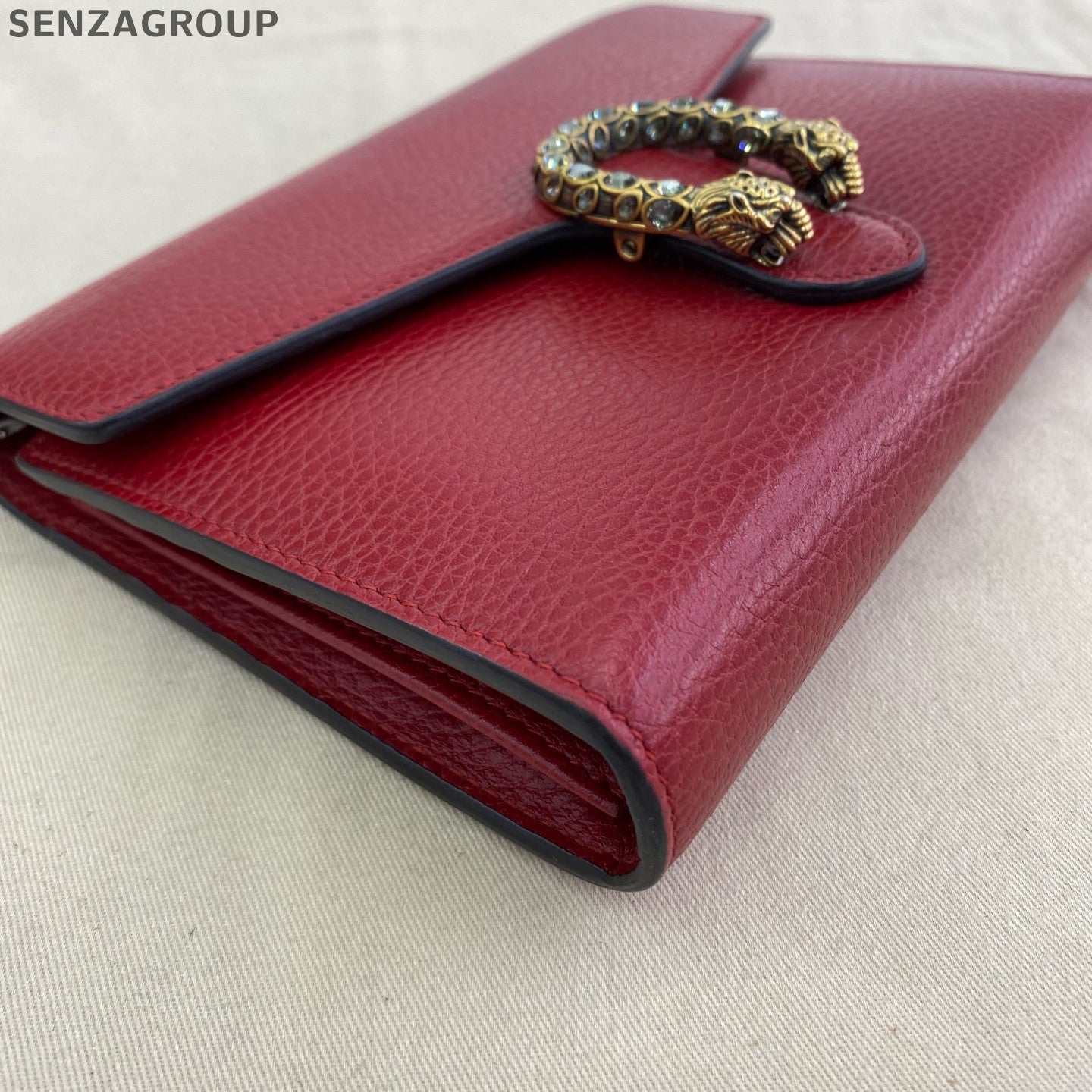 Gucci Dionysus WOC Chain Shoulder Crossbody Bag Red Silver Classic Women