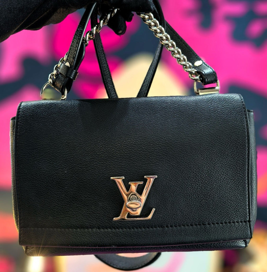 Louis Vuitton Lockme BB Chain Shoulder bag Calfskin Women Black Silver