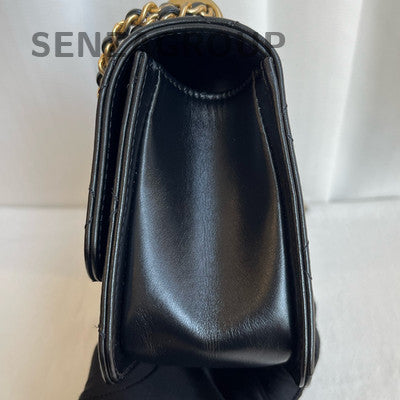 Chanel Black Gold CF Mini Flap Bag Quilted Chain Crossbody Women's Fashion