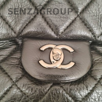 Chanel Classic Flap Jumbo Black Silver Chain Shoulder Bag