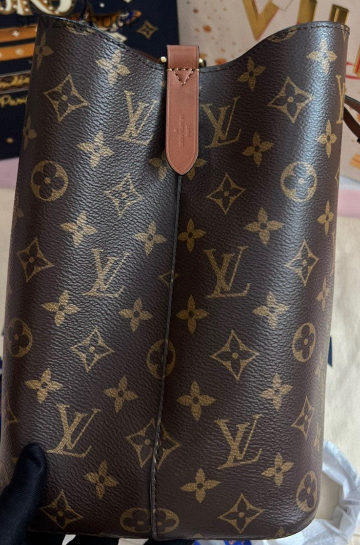 Louis Vuitton Monogram Bucket Shoulder Bag Brown Gold Used Women Classic