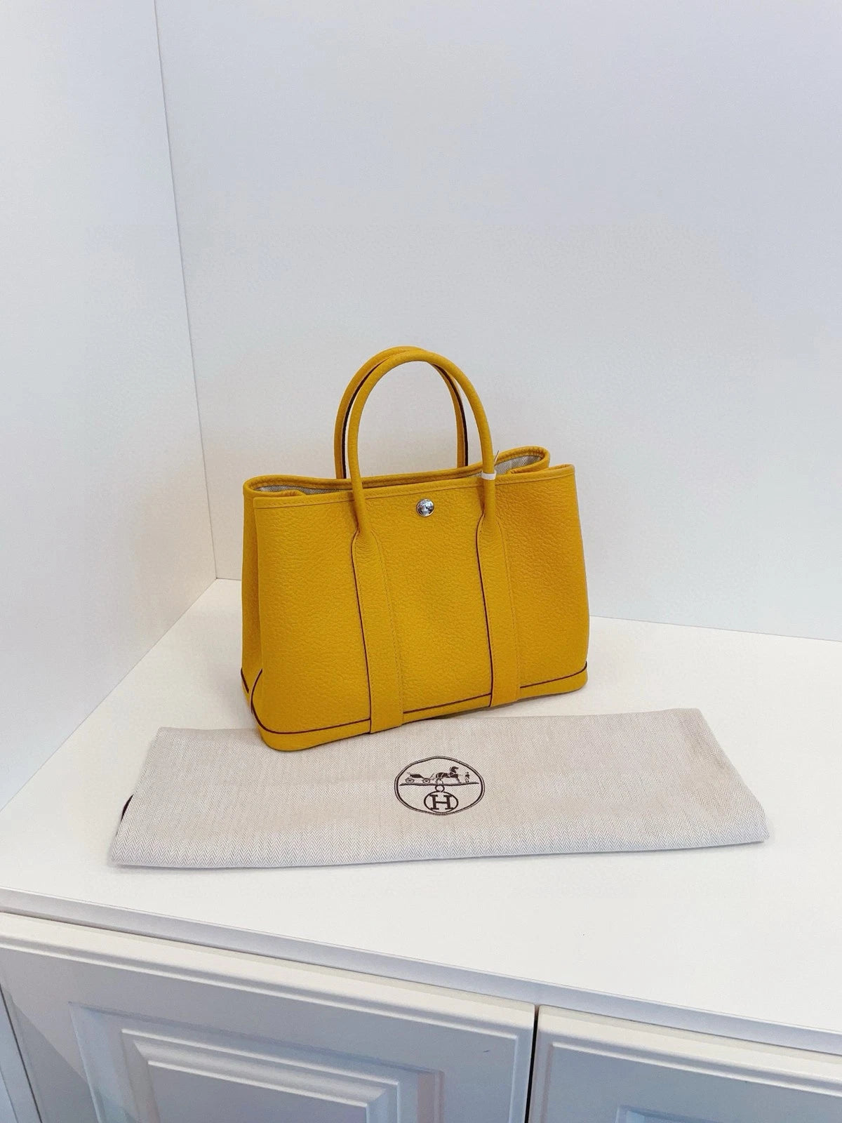 Hermes Garden Party30 Women Tote Bag Yellow Silver