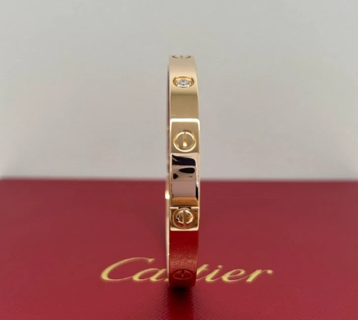 Cartier Love Classic Bracelet 18k Rose Gold 4Diamonds Double Screw Bangle Size18