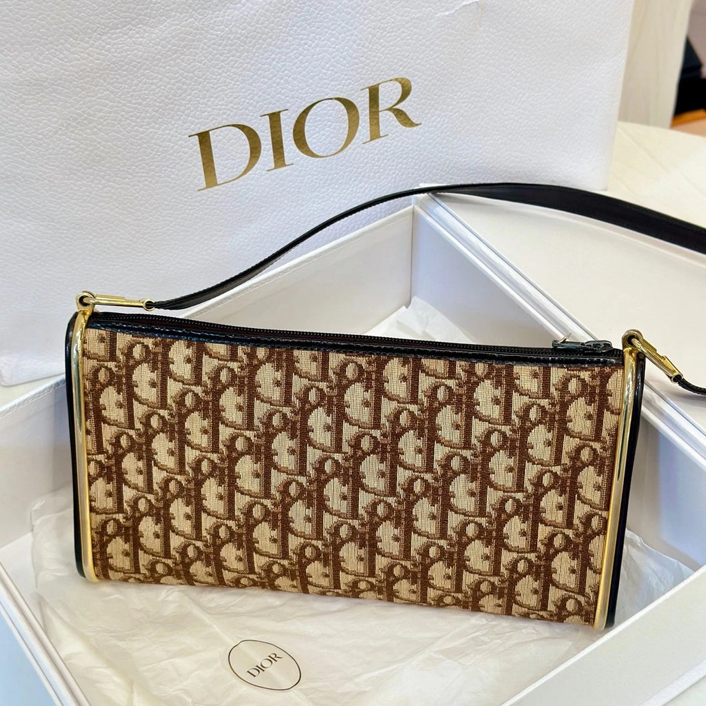 Dior Canvas Underarm Shoulder Bag For Women